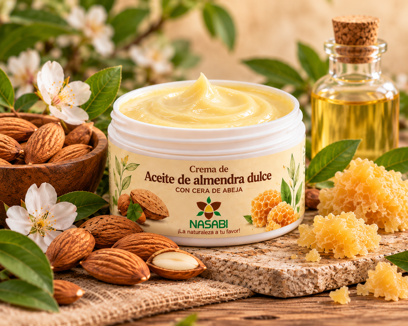Crema facial de Almendra dulce y Cera de abeja